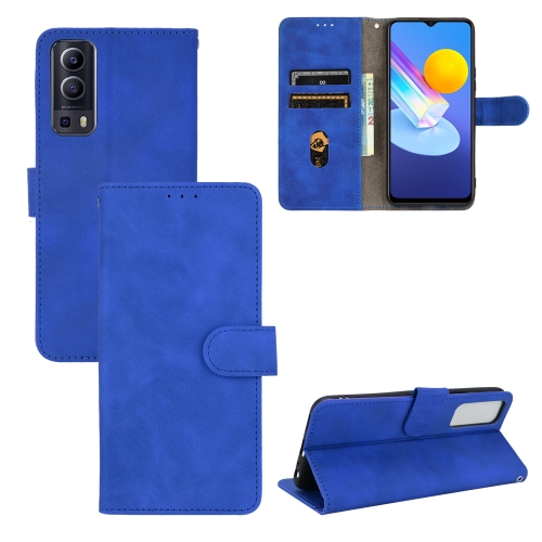 

For vivo Y72 5G / iQOO Z3 5G Solid Color Skin Feel Magnetic Buckle Horizontal Flip Calf Texture PU Leather Case with Holder & Card Slots & Wallet(Blue)