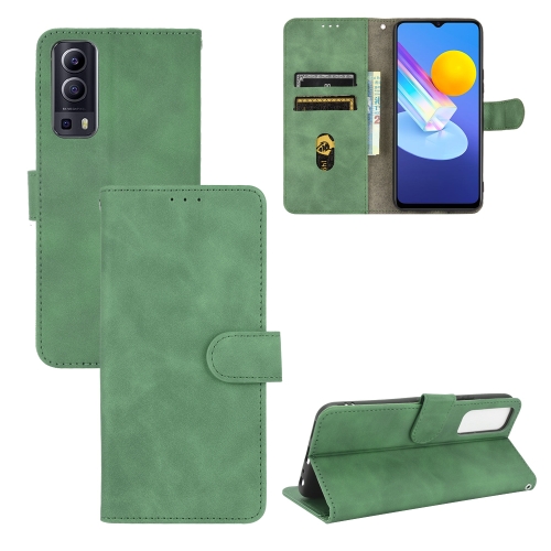 

For vivo Y72 5G / iQOO Z3 5G Solid Color Skin Feel Magnetic Buckle Horizontal Flip Calf Texture PU Leather Case with Holder & Card Slots & Wallet(Green)
