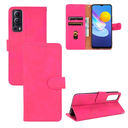 

For vivo Y72 5G / iQOO Z3 5G Solid Color Skin Feel Magnetic Buckle Horizontal Flip Calf Texture PU Leather Case with Holder & Card Slots & Wallet(Rose Red)