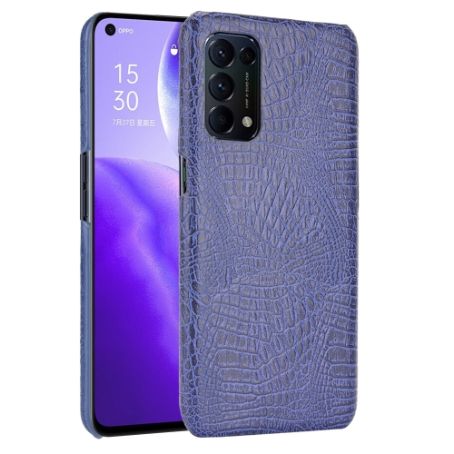 

For OPPO Reno5 5G / Find X3 Lite Shockproof Crocodile Texture PC + PU Case(Blue)