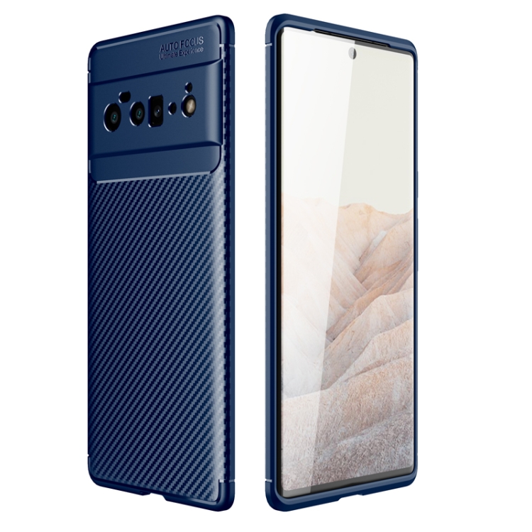 

For Google Pixel 6 Pro Carbon Fiber Texture Shockproof TPU Case(Blue)