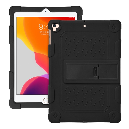 

All-inclusive Silicone Shockproof Case with Holder For iPad 9.7 2018/2017 / Air 2 / Air / Pro 9.7 2016(Black)