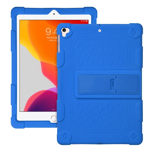 

All-inclusive Silicone Shockproof Case with Holder For iPad 9.7 2018/2017 / Air 2 / Air / Pro 9.7 2016(Blue)