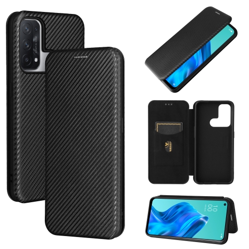 For OPPO Reno 5A(Japan version) Carbon Fiber Texture Horizontal Flip TPU +  PC + PU