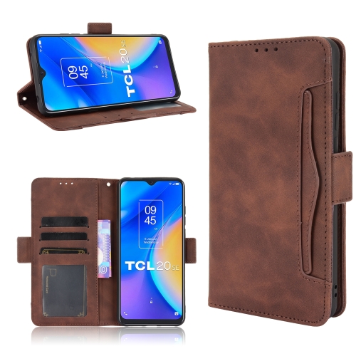 

For TCL 20 SE Skin Feel Calf Pattern Horizontal Flip Leather Case with Holder & Card Slots & Photo Frame(Brown)