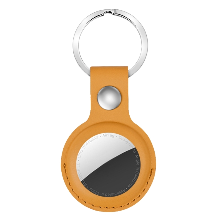 

Shockproof Anti-scratch PU Leather Protective Case Cover Key Chain with Hang Loop For AirTag(Yellow)