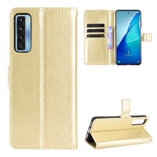 

For TCL 20 5G / TCL 20S Crazy Horse Texture Horizontal Flip Leather Case with Holder & Card Slots & Lanyard(Gold)