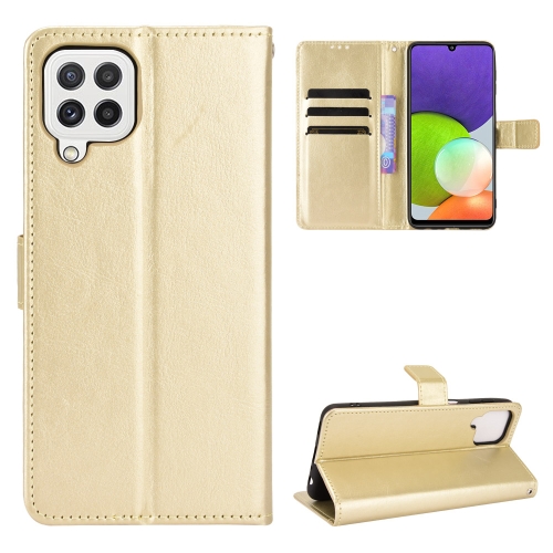 

For Samsung Galaxy A22 4G Crazy Horse Texture Horizontal Flip Leather Case with Holder & Card Slots & Lanyard(Gold)