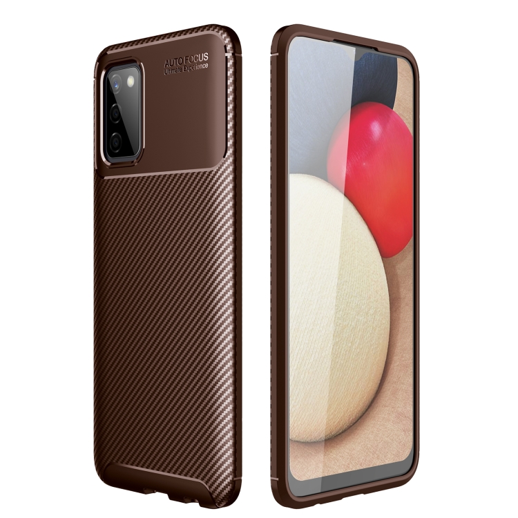 

For Samsung Galaxy A03s 164mm Carbon Fiber Texture Shockproof TPU Case(Brown)