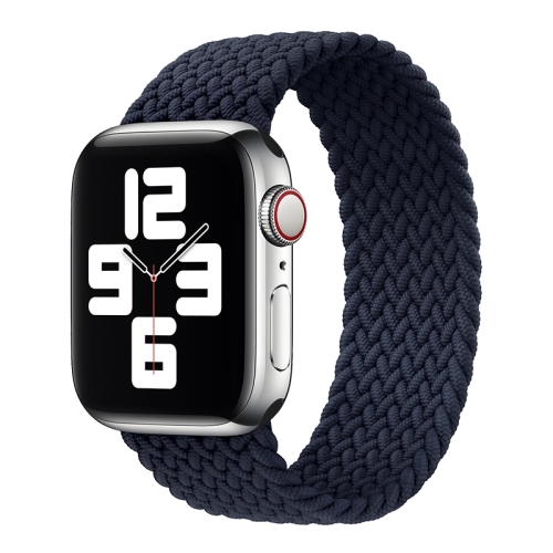 

Metal Head Braided Nylon Solid Color Watch Band For Apple Watch Series 9&8&7 41mm / SE 3&SE 2&6&SE&5&4 40mm / 3&2&1 38mm, Size:XS 128mm(Charcoal)