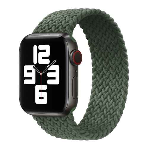 

Metal Head Braided Nylon Solid Color Watch Band For Apple Watch Series 7 41mm / 6 & SE & 5 & 4 40mm / 3 & 2 & 1 38mm, Size:S 135mm(Dark Olive Green)