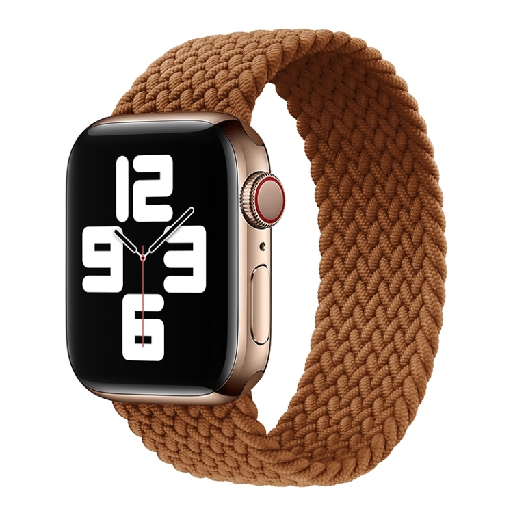 

Metal Head Braided Nylon Solid Color Watch Band For Apple Watch Ultra 49mm&Watch Ultra 2 49mm / Series 9&8&7 45mm / SE 3&SE 2&6&SE&5&4 44mm / 3&2&1 42mm, Size:S 145mm(Coffee)