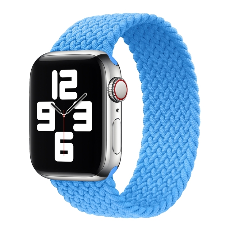 

Metal Head Braided Nylon Solid Color Watch Band For Apple Watch Series 7 45mm / 6 & SE & 5 & 4 44mm / 3 & 2 & 1 42mm, Size:M 155mm(Sky Blue)