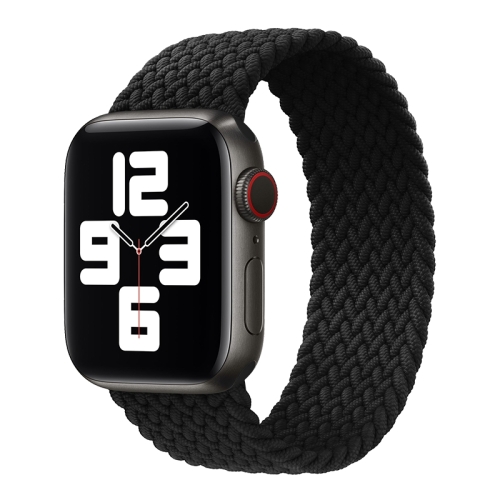 

Metal Head Braided Nylon Solid Color Watch Band For Apple Watch Series 7 45mm / 6 & SE & 5 & 4 44mm / 3 & 2 & 1 42mm, Size:L 165mm(Black)