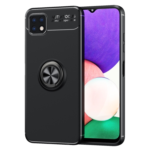 

For Samsung Galaxy A22 5G Metal Ring Holder 360 Degree Rotating TPU Case(Black+Black)