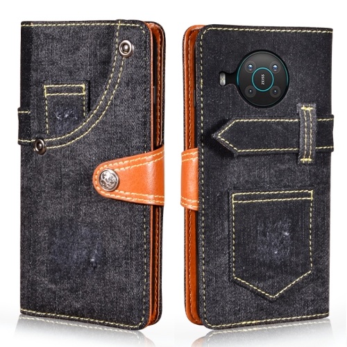 

For Nokia X10 / X20 Denim Horizontal Flip Leather Case with Holder & Card Slot & Wallet(Black)