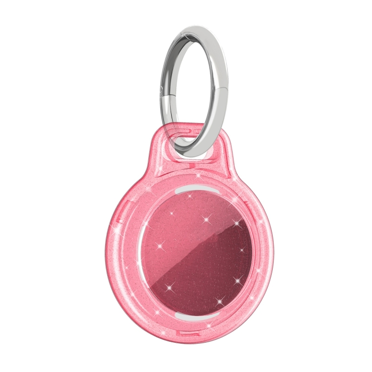 

IMD Workmanship PC Transparent Shockproof Protective Cover Case with Keychain Hook Loop For Airtag(Glitter Pink)