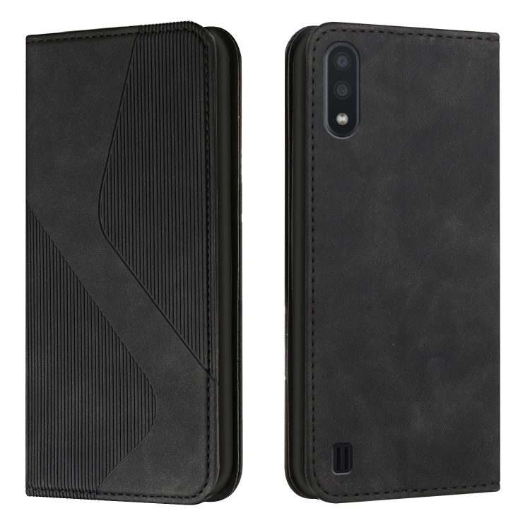 

For Samsung Galaxy A01 Skin Feel Magnetic S-type Solid Color Horizontal Flip Leather Case with Holder & Card Slot & Wallet(Black)
