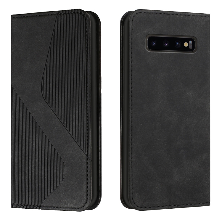 

For Samsung Galaxy S10 Skin Feel Magnetic S-type Solid Color Horizontal Flip Leather Case with Holder & Card Slot & Wallet(Black)