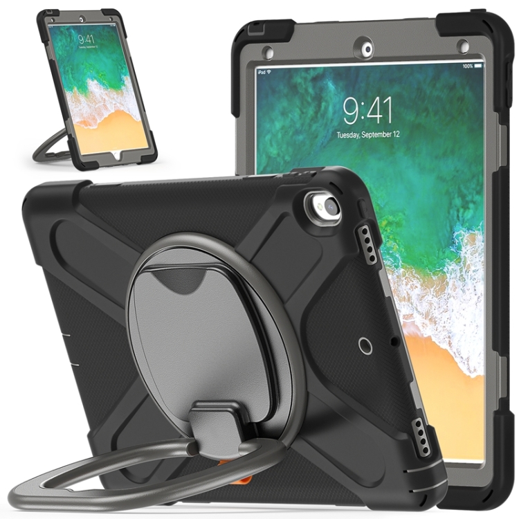 

For iPad Pro 10.5 2017 / Air 10.5 2019 Silicone + PC Protective Case with Holder & Shoulder Strap(Black+Gray)