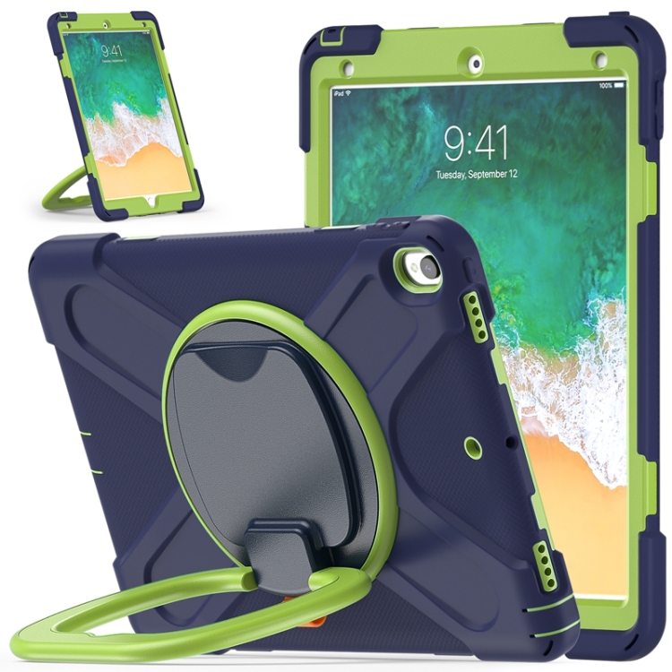 

For iPad Pro 10.5 2017 / Air 10.5 2019 Silicone + PC Protective Case with Holder & Shoulder Strap(NavyBlue+Lime)