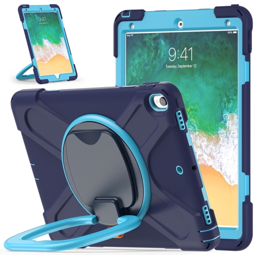 

For iPad Pro 10.5 2017 / Air 10.5 2019 Silicone + PC Protective Case with Holder & Shoulder Strap(NavyBlue+Blue)