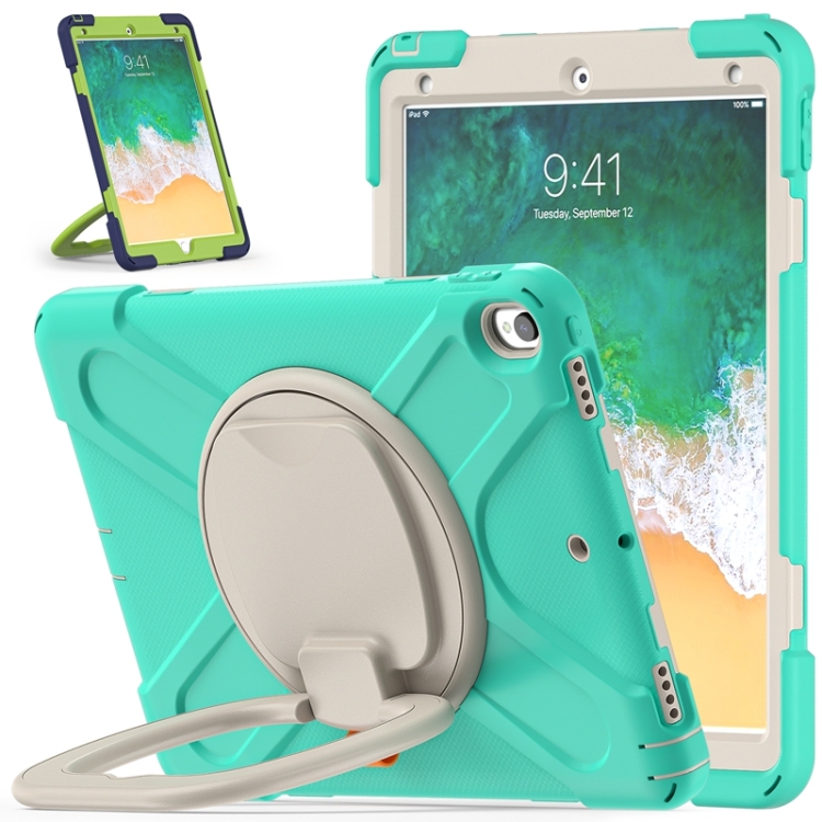 

For iPad Pro 10.5 2017 / Air 10.5 2019 Silicone + PC Protective Case with Holder & Shoulder Strap(Mint Green)