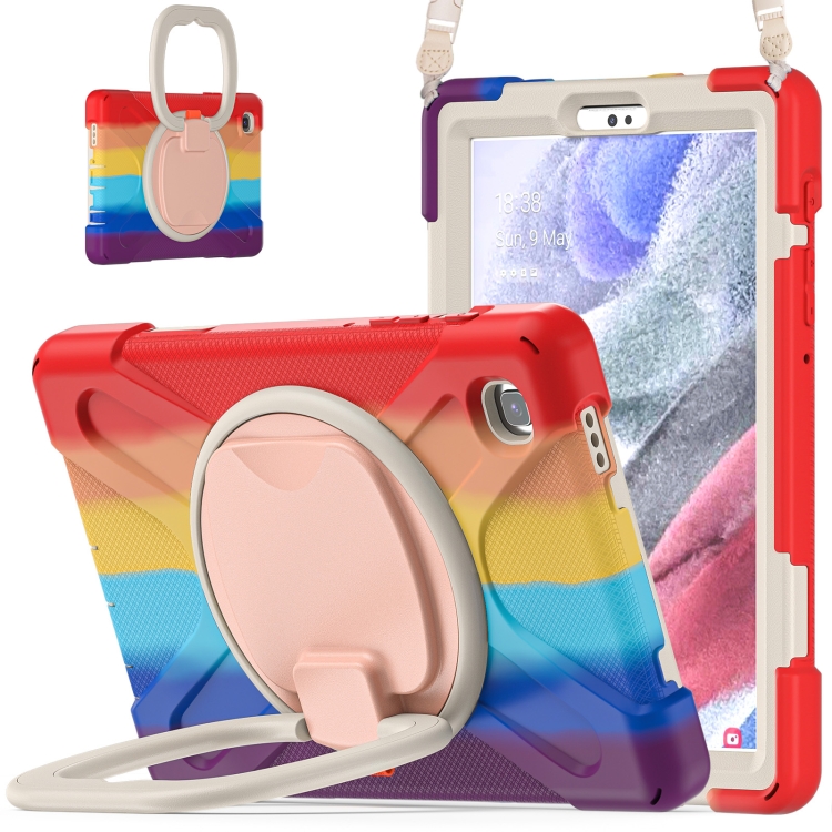 

For Samsung Galaxy Tab A7 Lite T220 / T225 Silicone + PC Protective Case with Holder & Shoulder Strap(Colorful Red)