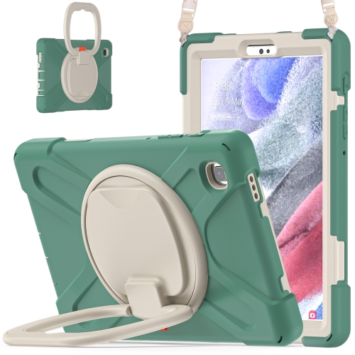 

For Samsung Galaxy Tab A7 Lite T220 / T225 Silicone + PC Protective Case with Holder & Shoulder Strap(Emerald Green)