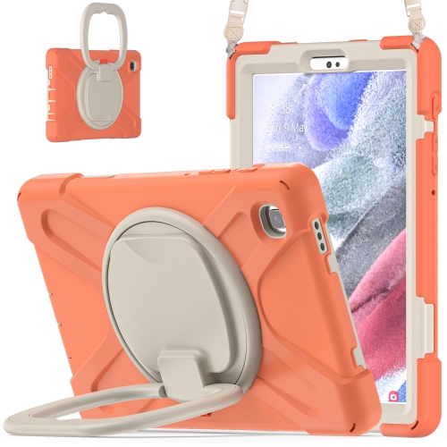

For Samsung Galaxy Tab A7 Lite T220 / T225 Silicone + PC Protective Case with Holder & Shoulder Strap(Coral Orange)