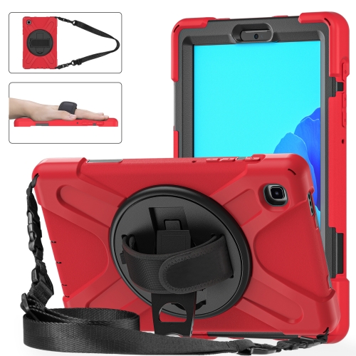 

For Samsung Galaxy Tab A7 Lite T220 / T225 Silicone + PC Protective Case with Holder & Shoulder Strap(Red)