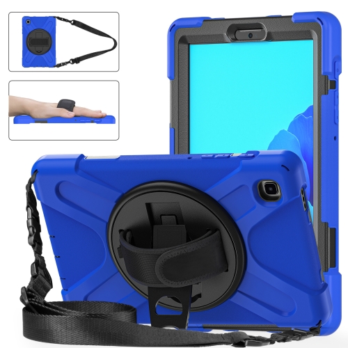 

For Samsung Galaxy Tab A7 Lite T220 / T225 Silicone + PC Protective Case with Holder & Shoulder Strap(Blue)