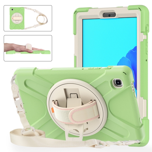 

For Samsung Galaxy Tab A7 Lite T220 / T225 Silicone + PC Protective Case with Holder & Shoulder Strap(Matcha Green)