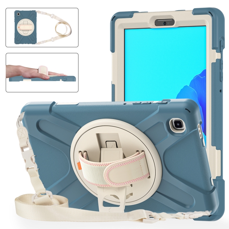 

For Samsung Galaxy Tab A7 Lite T220 / T225 Silicone + PC Protective Case with Holder & Shoulder Strap(Cornflower Blue)