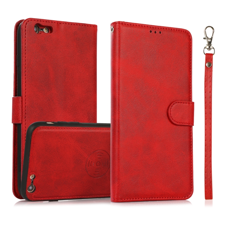 

Calf Texture 2 in 1 Detachable Magnetic Back Cover Horizontal Flip Leather Case with Holder & Card Slots & Wallet & Photo Frame For iPhone 6s / 6(Red)