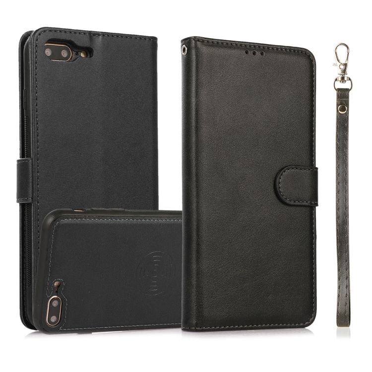 

Calf Texture 2 in 1 Detachable Magnetic Back Cover Horizontal Flip Leather Case with Holder & Card Slots & Wallet & Photo Frame For iPhone 8 Plus / 7 Plus(Black)