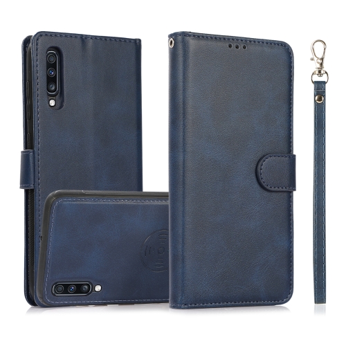 

For Samsung Galaxy A70 Calf Texture 2 in 1 Detachable Magnetic Back Cover Horizontal Flip Leather Case with Holder & Card Slots & Wallet & Photo Frame(Blue)