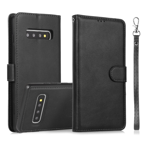 

For Samsung Galaxy S10+ Calf Texture 2 in 1 Detachable Magnetic Back Cover Horizontal Flip Leather Case with Holder & Card Slots & Wallet & Photo Frame(Black)