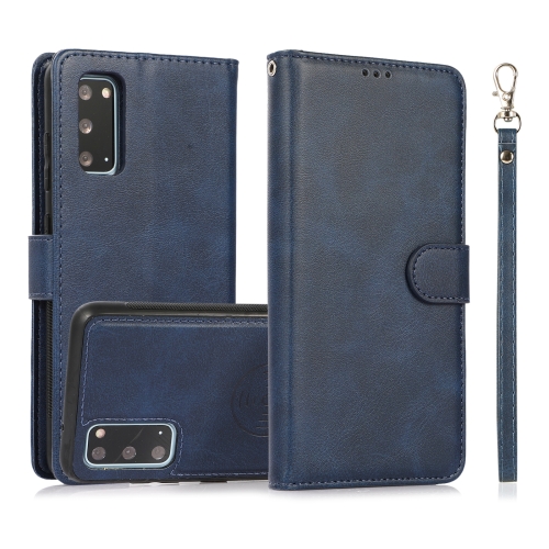 

For Samsung Galaxy S20 Calf Texture 2 in 1 Detachable Magnetic Back Cover Horizontal Flip Leather Case with Holder & Card Slots & Wallet & Photo Frame(Blue)