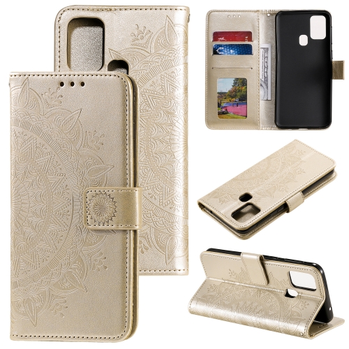 

For Motorola Moto G50 Totem Flower Embossed Horizontal Flip TPU + PU Leather Case with Holder & Card Slots & Wallet(Gold)