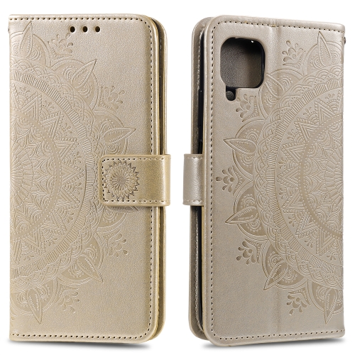 

For Samsung Galaxy A22 4G Totem Flower Embossed Horizontal Flip TPU + PU Leather Case with Holder & Card Slots & Wallet(Gold)
