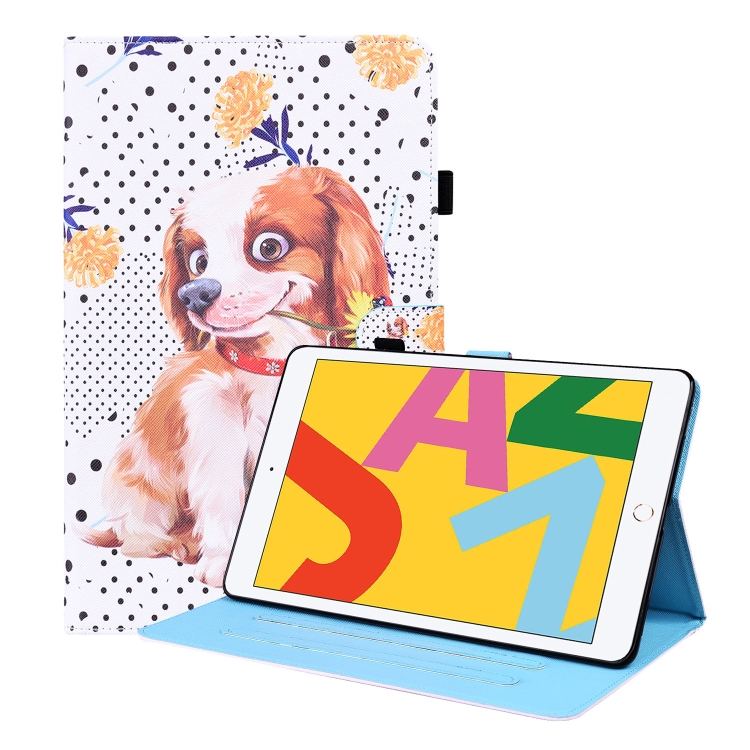 

Animal Pattern Horizontal Flip Leather Case with Holder & Card Slots & Photo Frame & Sleep / Wake-up Function For iPad 10.2 2021 / 2020 / 2019(Little Flower dog)