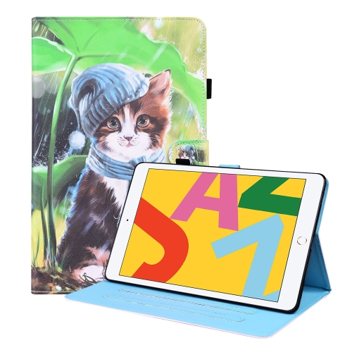 

Animal Pattern Horizontal Flip Leather Case with Holder & Card Slots & Photo Frame & Sleep / Wake-up Function For iPad 10.2 2021 / 2020 / 2019(Bib Kitten)