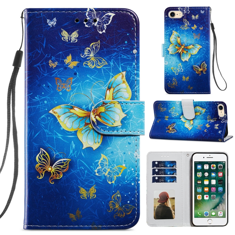 

Painted Pattern Horizontal Flip Leather Case with Holder & Card Slots & Photo Frame For iPhone SE 2022 / SE 2020 & 8 & 7(Phnom Penh Butterfly)