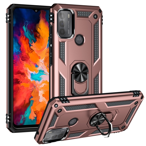 

For Motorola Moto G50 Shockproof TPU + PC Protective Case with 360 Degree Rotating Holder(Rose Gold)