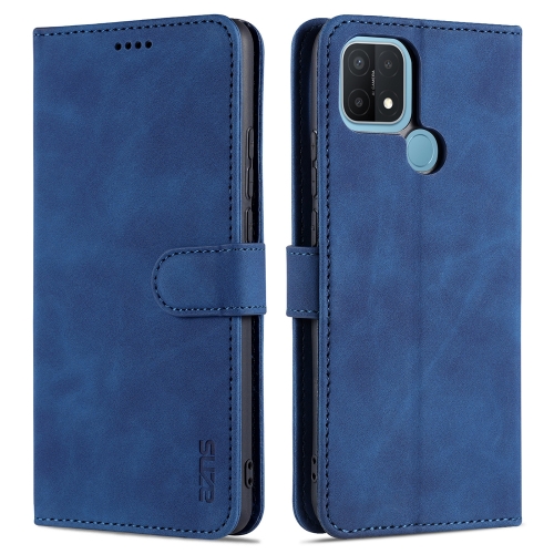 

For OPPO A15 / A35 4G AZNS Skin Feel Calf Texture Horizontal Flip Leather Case with Card Slots & Holder & Wallet(Blue)