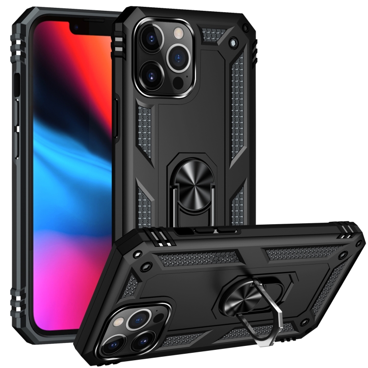 

Shockproof TPU + PC Protective Case with 360 Degree Rotating Holder For iPhone 13 Pro(Black)
