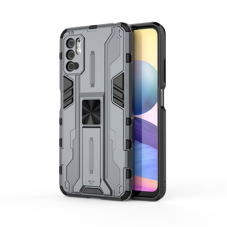 

For Xiaomi Redmi Note 10 5G Supersonic PC + TPU Shock-proof Protective Case with Holder(Gray)