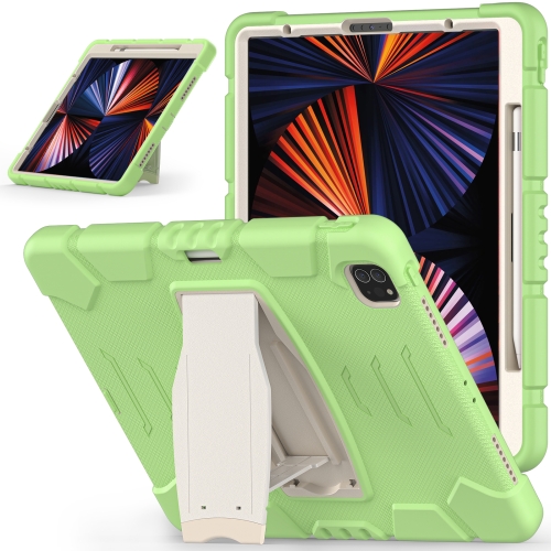 

3-Layer Protection Screen Frame + PC + Silicone Shockproof Combination Tablet Case with Holder For iPad Pro 12.9 2021(Matcha Green)
