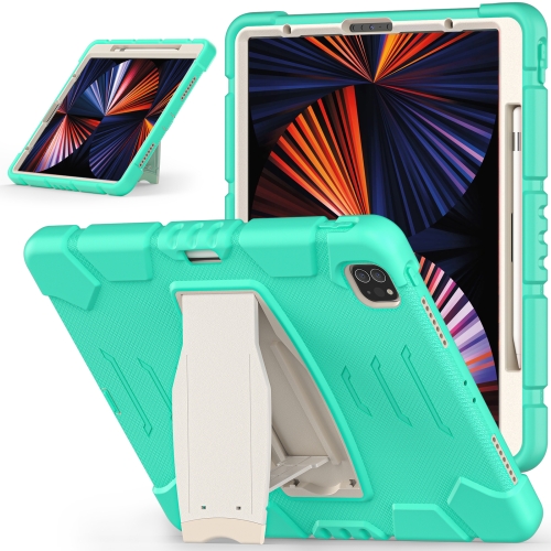 

3-Layer Protection Screen Frame + PC + Silicone Shockproof Combination Tablet Case with Holder For iPad Pro 12.9 2021(Mint Green)